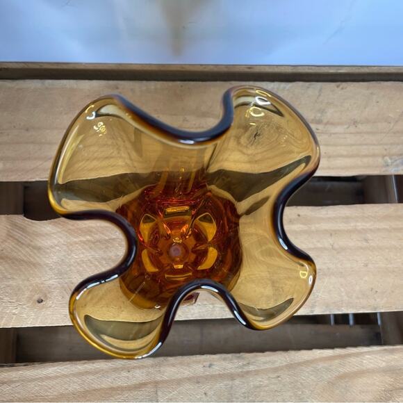 Vintage amber color asymmetrical vase - Picture 5 of 7